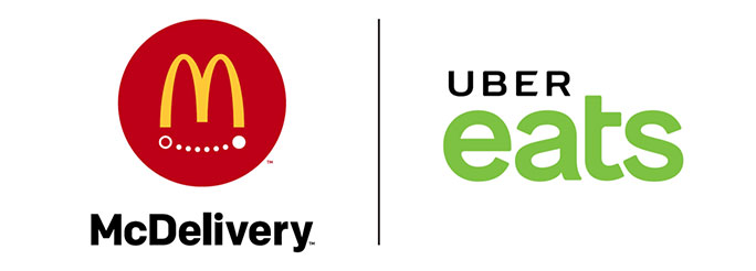 「マックデリバリー」ロゴ 「Uber Eats」ロゴ