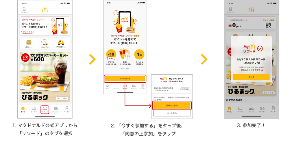 Myマクドナルド リワード 参加方法