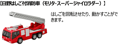 日野はしご付消防車（モリタ・スーパージャイロラダー）