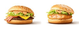 ベーコンレタスバーガー、えびフィレオ