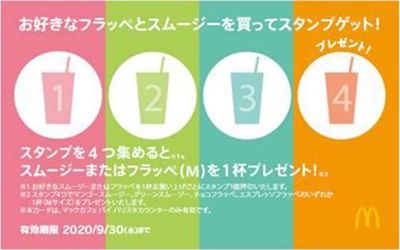 4つ買って1つもらおう！キャンペーン スタンプカード(裏面)