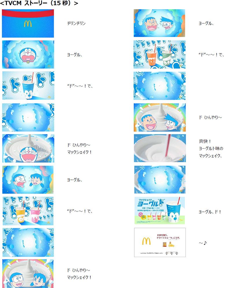 新TVCM概要　「マックシェイク ドラえもん ヨーグル“ド”でドひんやり」篇(15秒)